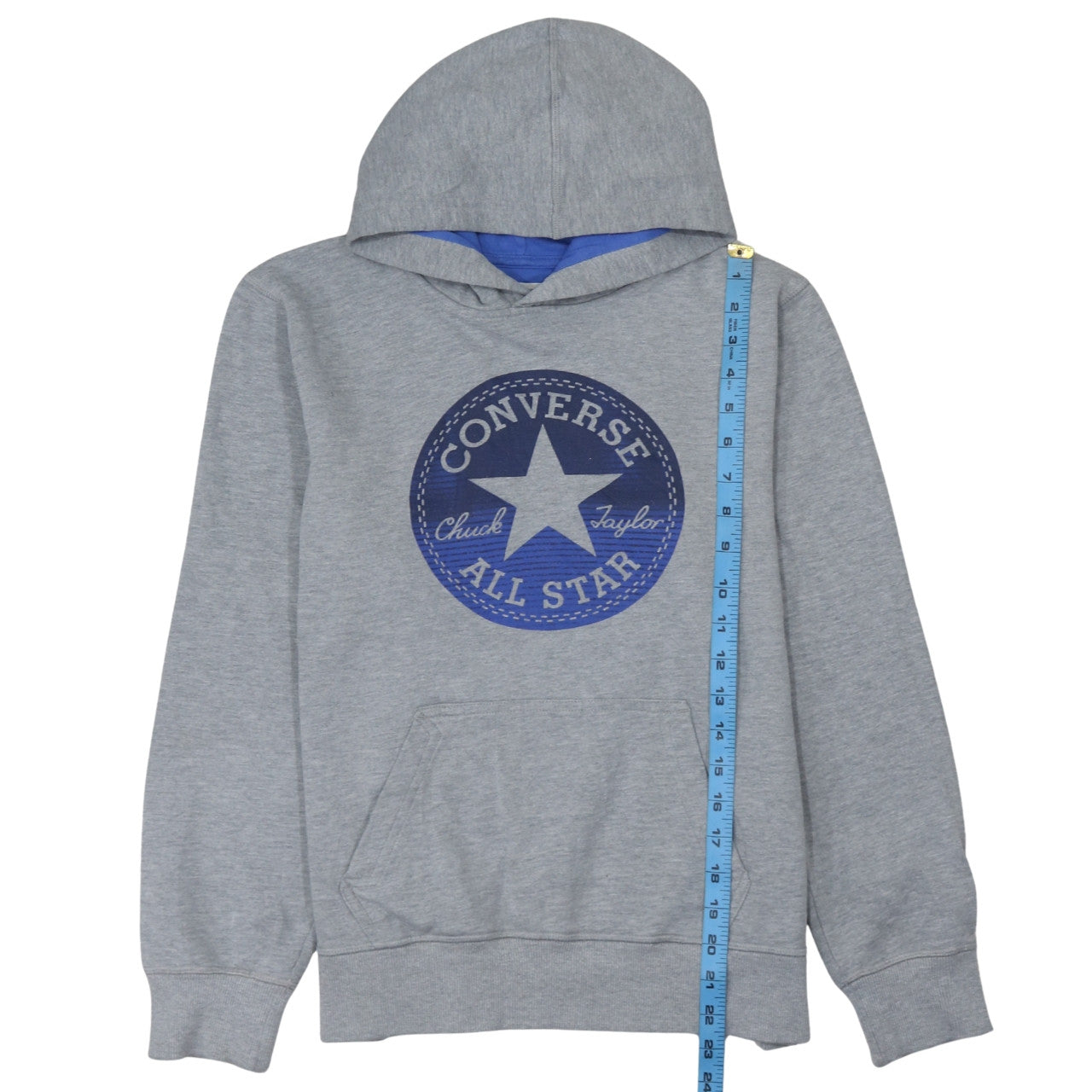 Converse Boys Grey Pullover Hoodie All Star Logo Long Sleeve Size M