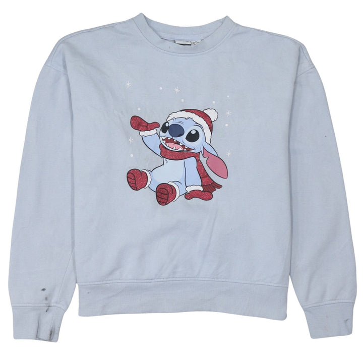 Primark Disney Women Blue XS Pullover Sweatshirt Stitch Christmas Design