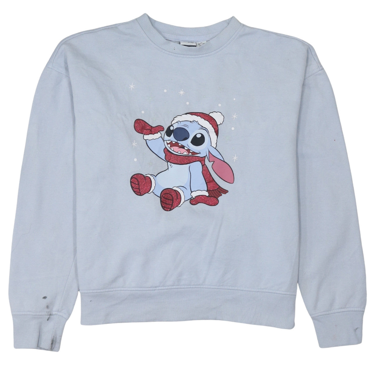 Primark Disney Women Blue XS Pullover Sweatshirt Stitch Christmas Design