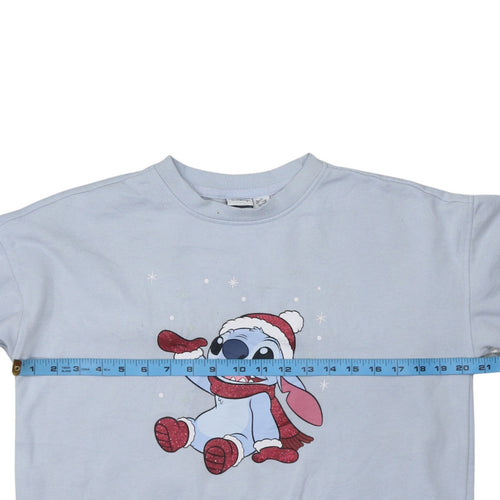 Primark Disney Women Blue XS Pullover Sweatshirt Stitch Christmas Design