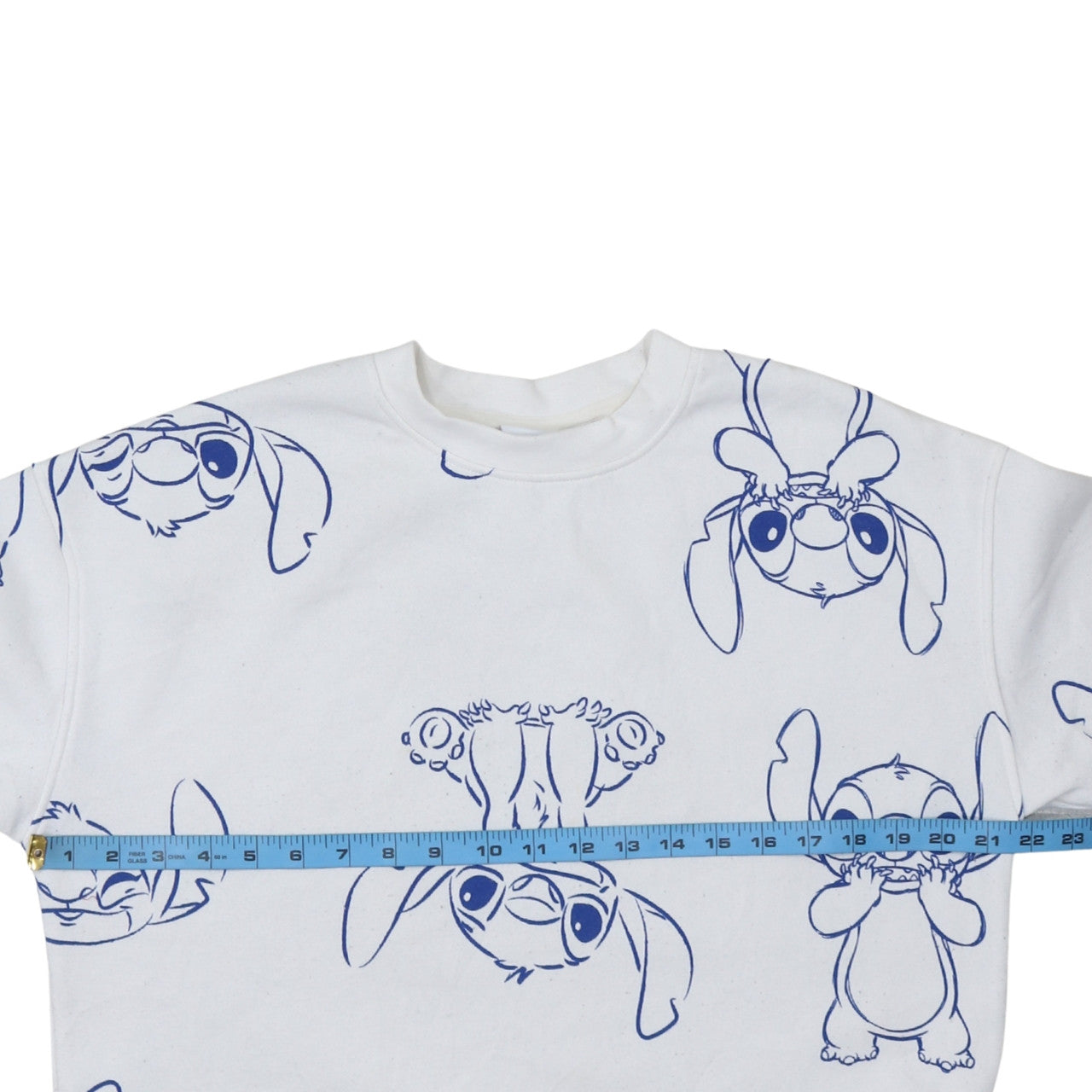 Disney Women White Stitch Print Pullover Sweatshirt Size S