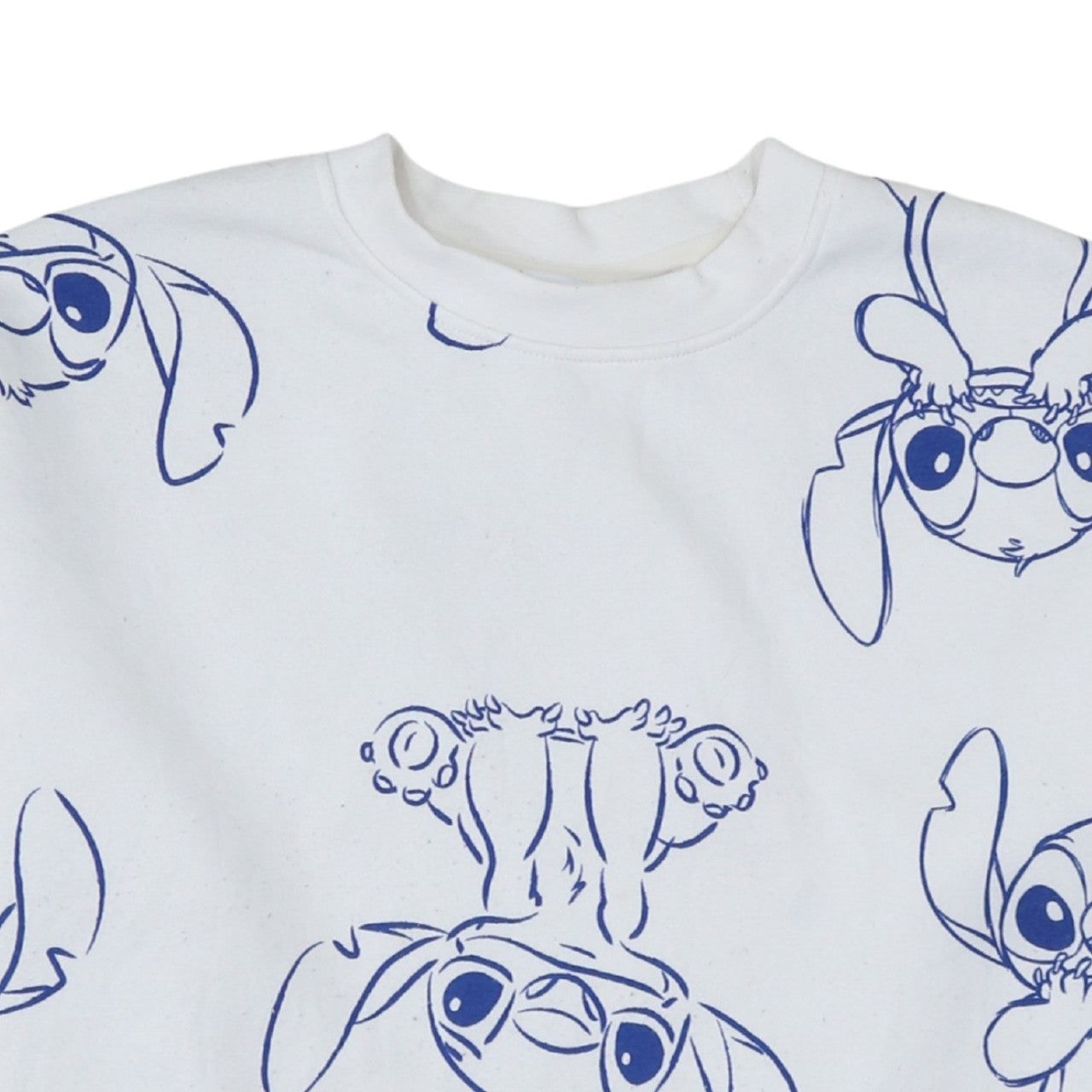 Disney Women White Stitch Print Pullover Sweatshirt Size S
