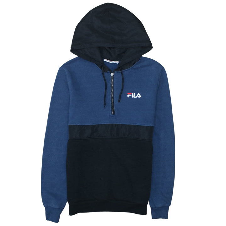 FILA Men's Blue Half Zip Hoodie Size S Logo Sportswear