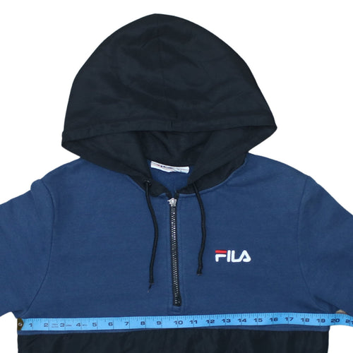 FILA Men's Blue Half Zip Hoodie Size S Logo Sportswear