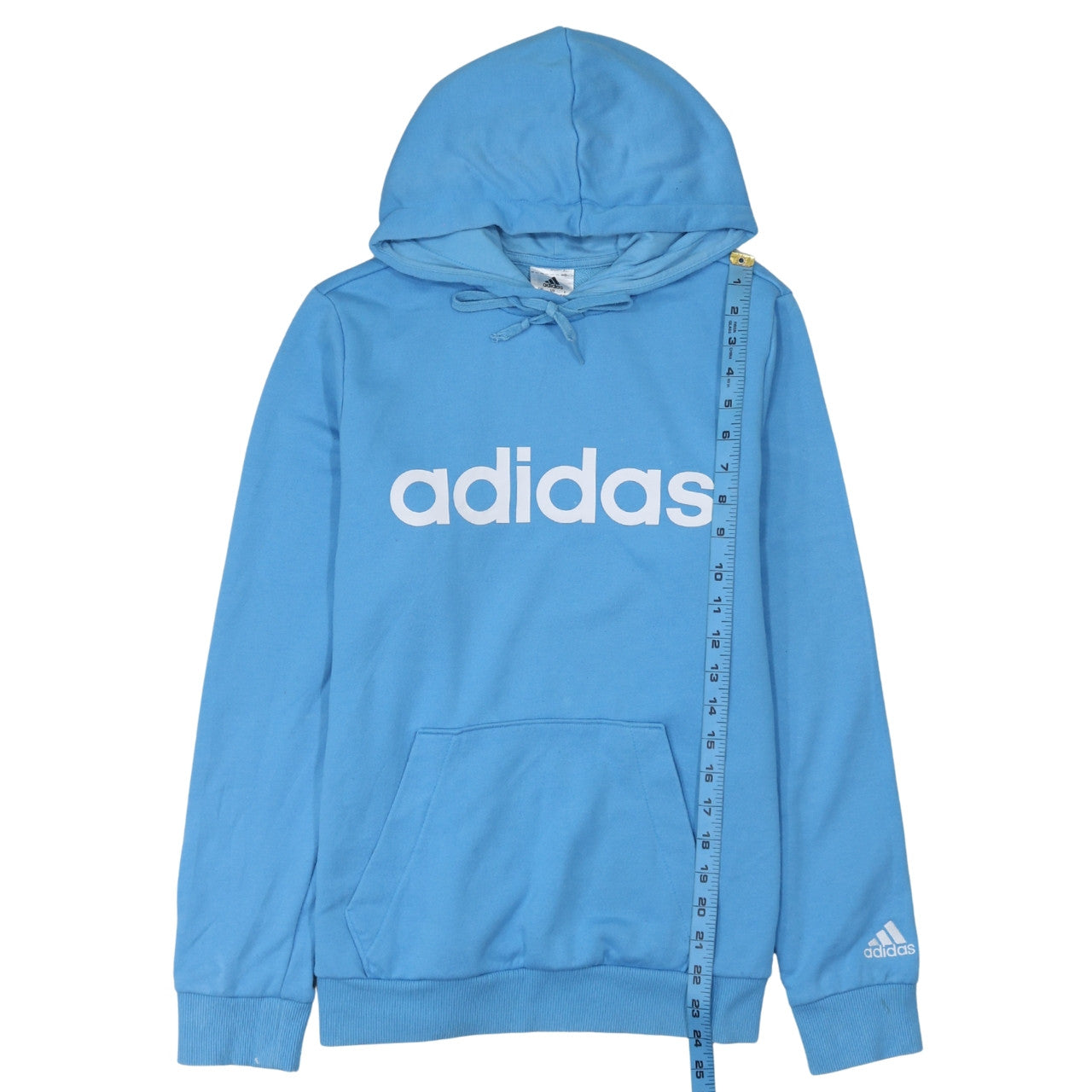 Adidas Women Blue Pullover Hoodie Logo Print Size 12-14