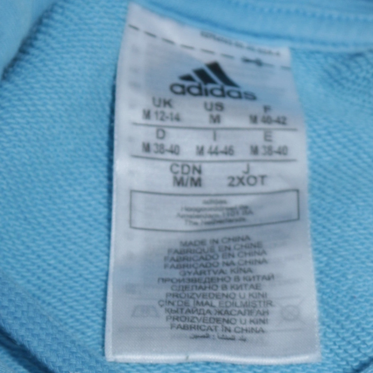 Adidas Women Blue Pullover Hoodie Logo Print Size 12-14