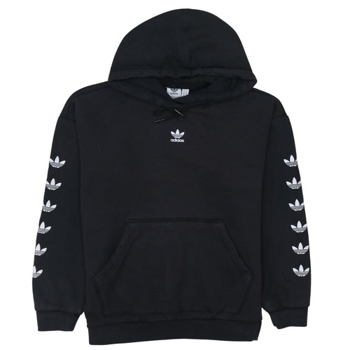 Adidas Women’s Black Pullover Hoodie Size 10 Logo Sleeve Casual