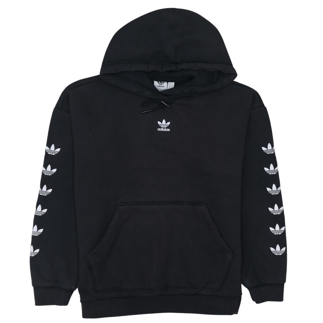 Adidas Women’s Black Pullover Hoodie Size 10 Logo Sleeve Casual