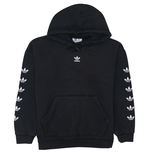Adidas Women’s Black Pullover Hoodie Size 10 Logo Sleeve Casual