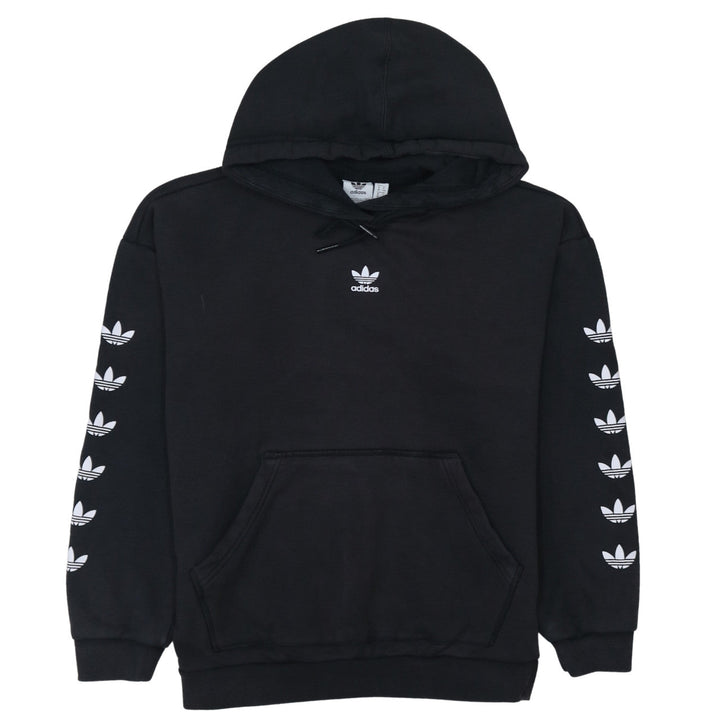Adidas Women’s Black Pullover Hoodie Size 10 Logo Sleeve Casual