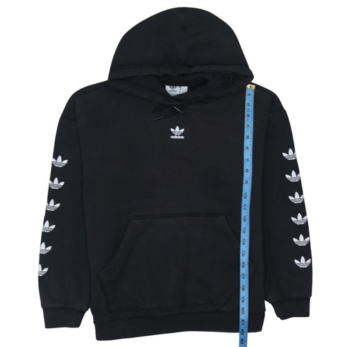 Adidas Women’s Black Pullover Hoodie Size 10 Logo Sleeve Casual