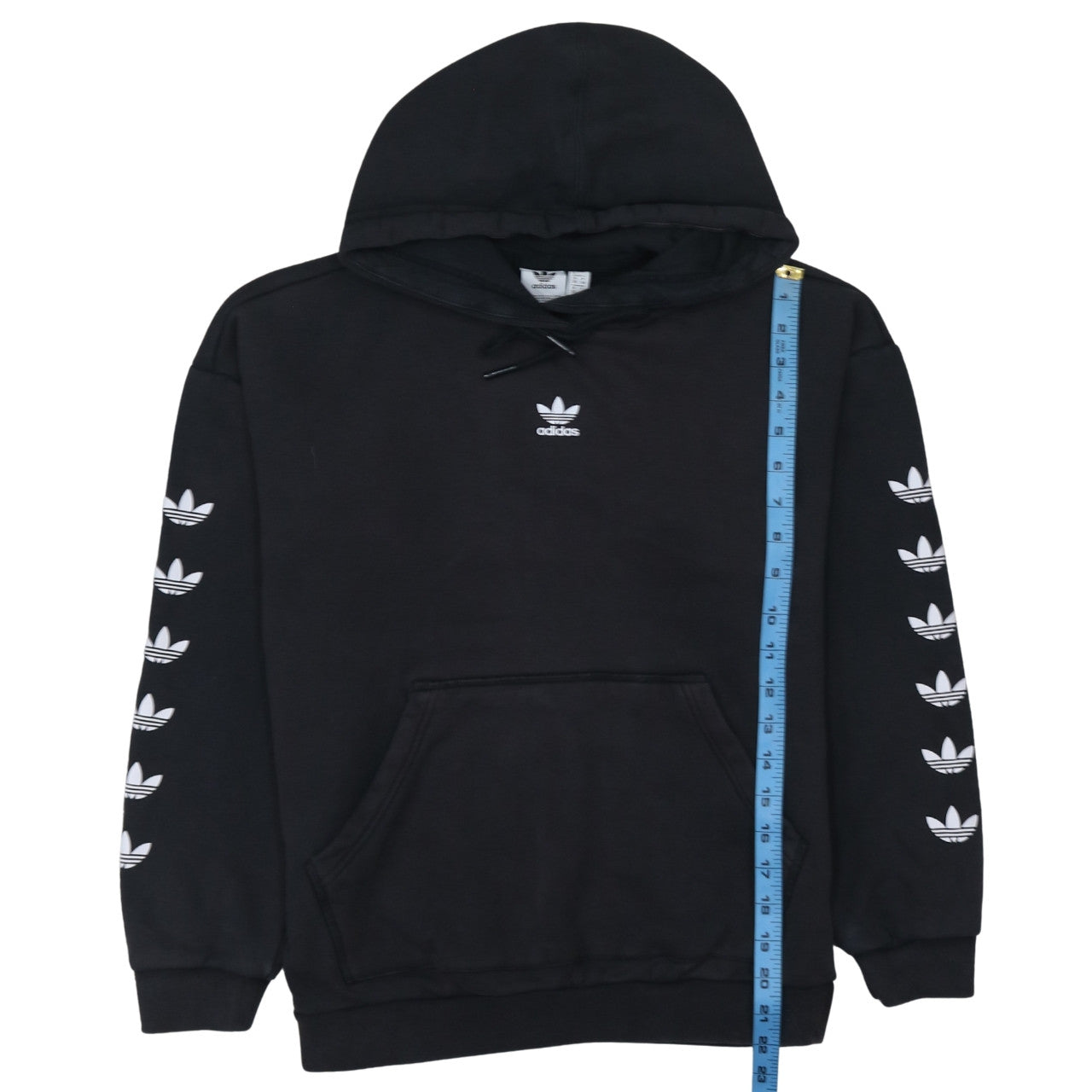 Adidas Women’s Black Pullover Hoodie Size 10 Logo Sleeve Casual
