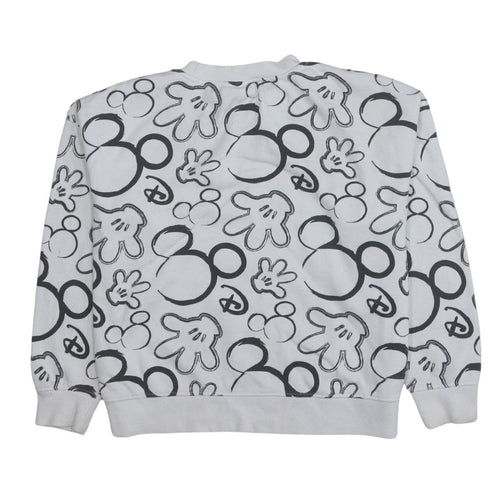 Disney Womens Grey Mickey Mouse Print Pullover Sweatshirt Size S