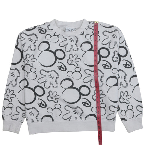 Disney Womens Grey Mickey Mouse Print Pullover Sweatshirt Size S