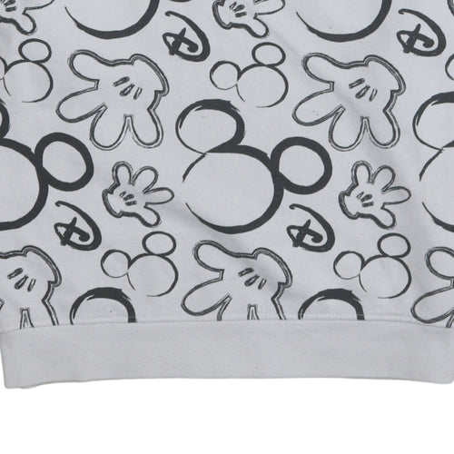 Disney Womens Grey Mickey Mouse Print Pullover Sweatshirt Size S