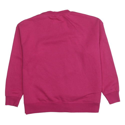 Disney Women Pink Stitch Pullover Sweatshirt L Crew Neck Cotton Blend