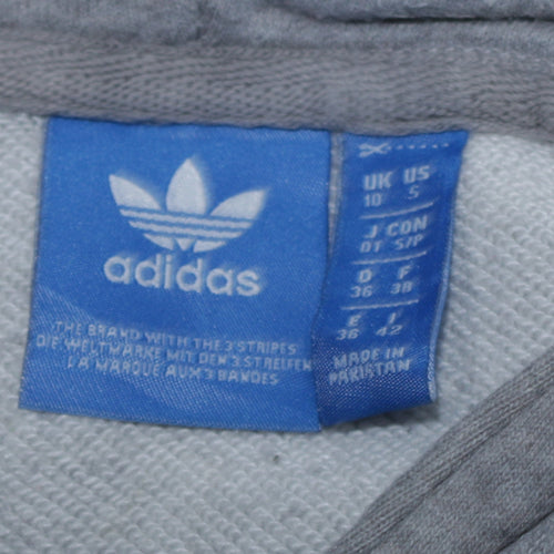 Adidas Womens Grey Trefoil Pullover Hoodie Size 10 Relaxed Fit