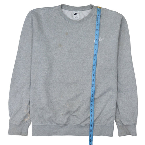 Nike Men's Grey Logo Crew Neck Pullover Sweatshirt Size L