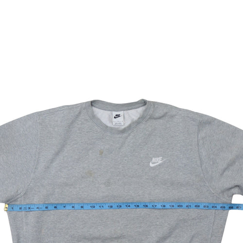 Nike Men's Grey Logo Crew Neck Pullover Sweatshirt Size L