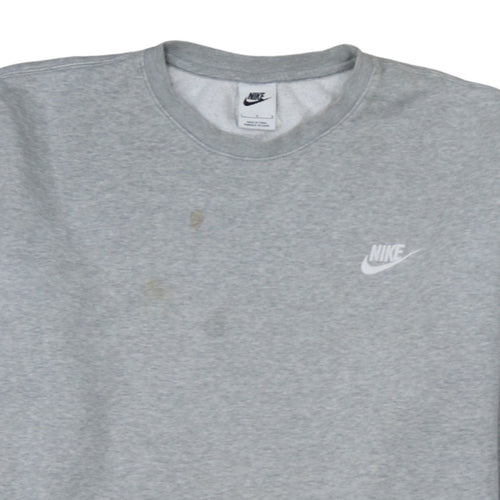 Nike Men's Grey Logo Crew Neck Pullover Sweatshirt Size L