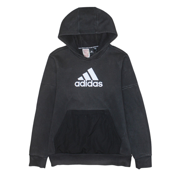 Adidas Boys Black Pullover Hoodie 13-14 Years Logo Fleece Sweatshirt