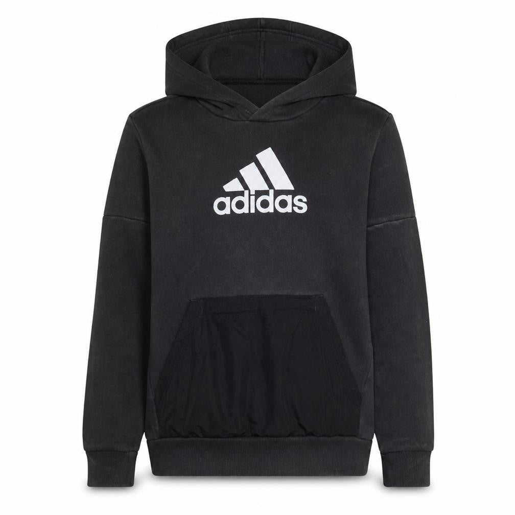 Adidas Boys Black Pullover Hoodie 13-14 Years Logo Fleece Sweatshirt