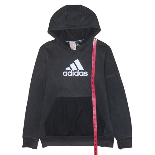 Adidas Boys Black Pullover Hoodie 13-14 Years Logo Fleece Sweatshirt