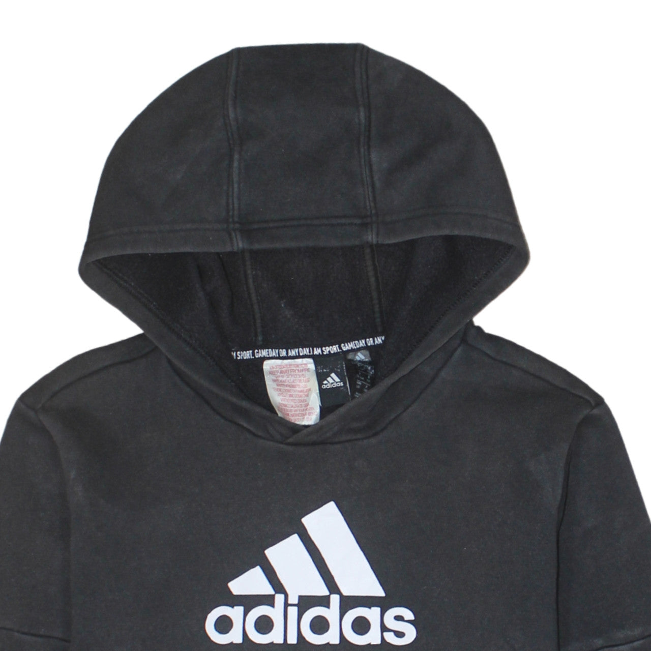 Adidas Boys Black Pullover Hoodie 13-14 Years Logo Fleece Sweatshirt