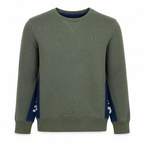Tommy Hilfiger Boys Green & Navy Sweatshirt Size 152 Classic Crew Neck