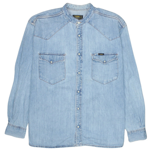 Lee Men's Blue Denim Western Button-Up Shirt Size L Regular Fit