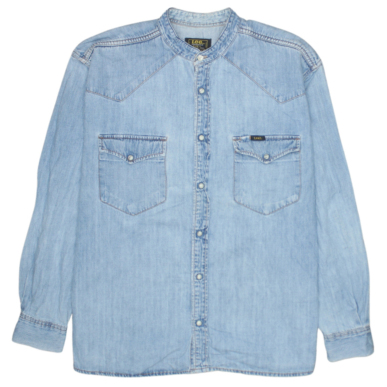 Lee Men's Blue Denim Western Button-Up Shirt Size L Regular Fit