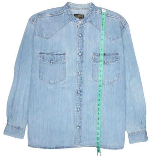 Lee Men's Blue Denim Western Button-Up Shirt Size L Regular Fit
