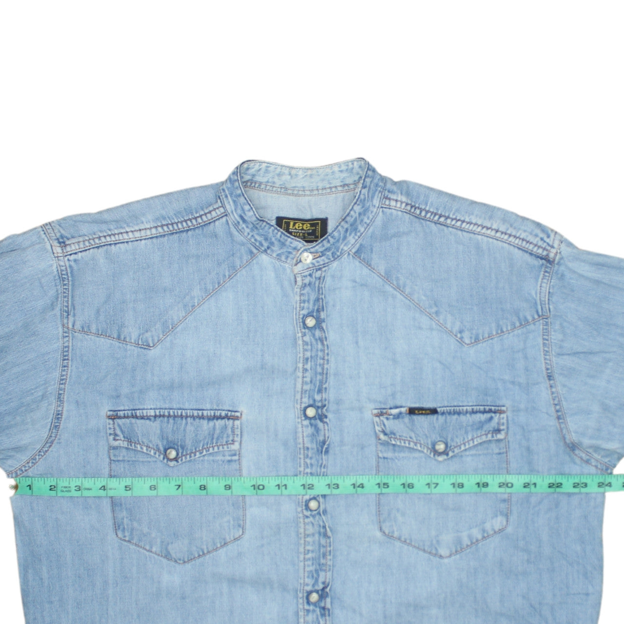 Lee Men's Blue Denim Western Button-Up Shirt Size L Regular Fit