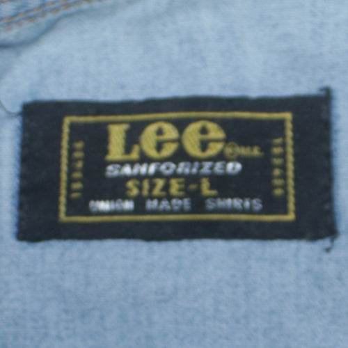 Lee Men's Blue Denim Western Button-Up Shirt Size L Regular Fit