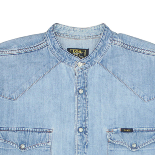 Lee Men's Blue Denim Western Button-Up Shirt Size L Regular Fit