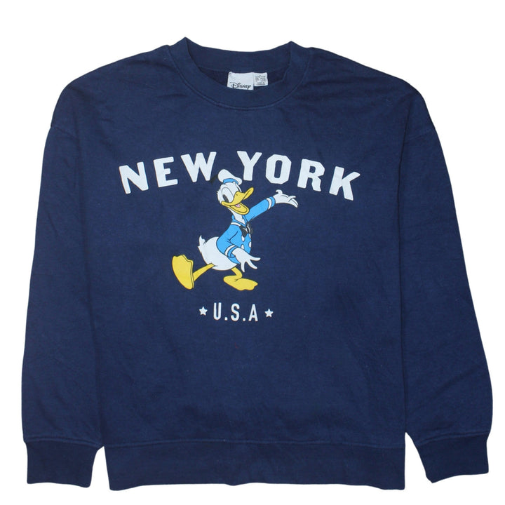 Disney Womens Navy Blue Donald Duck New York Sweatshirt UK 12/14 M