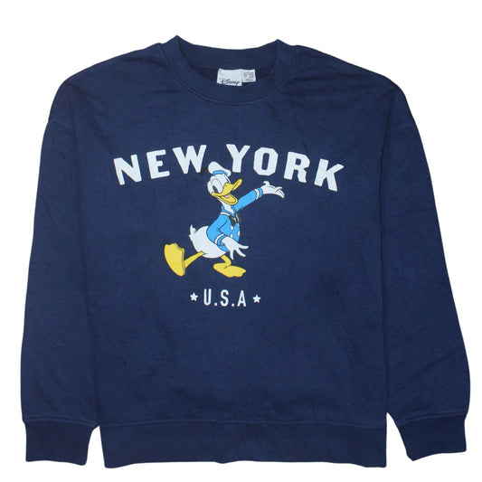 Disney Womens Navy Blue Donald Duck New York Sweatshirt UK 12/14 M