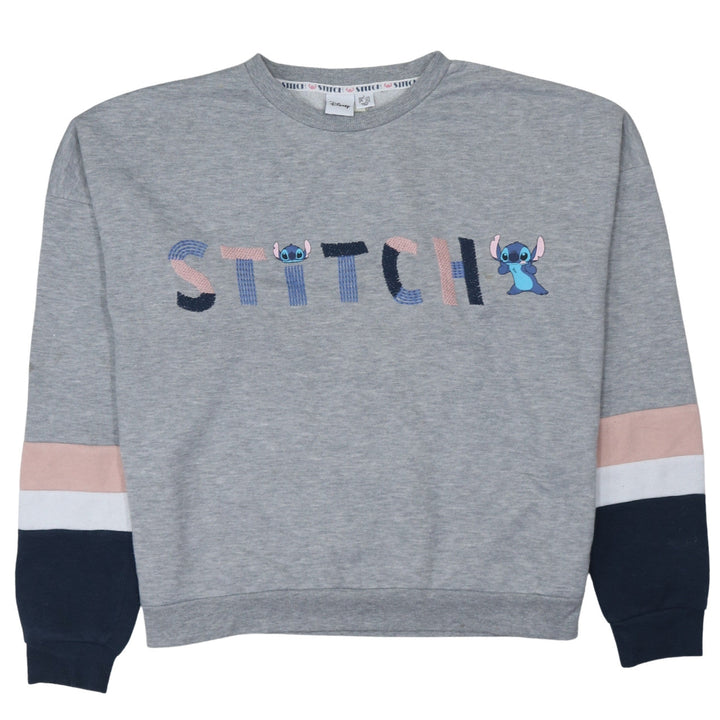 Disney Women Grey Stitch Sweatshirt Pullover Size M Lined Casual