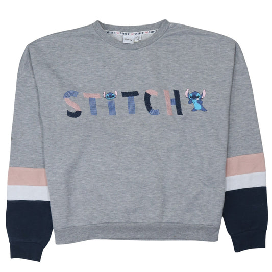 Disney Women Grey Stitch Sweatshirt Pullover Size M Lined Casual