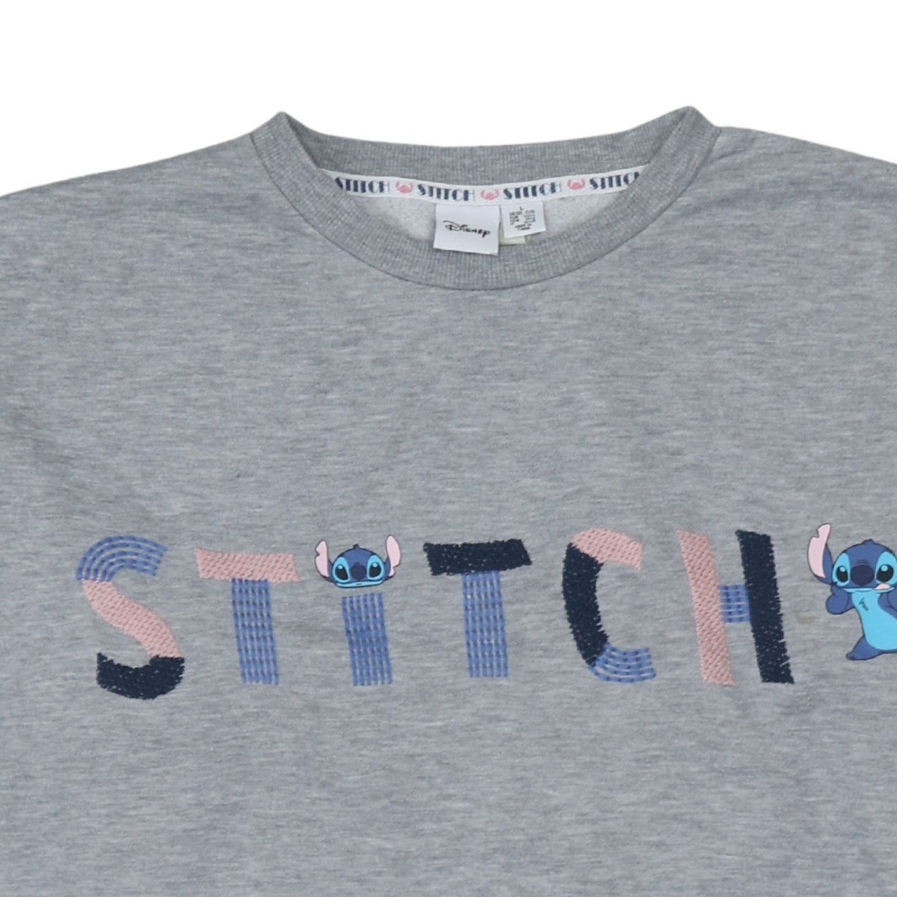 Disney Women Grey Stitch Sweatshirt Pullover Size M Lined Casual