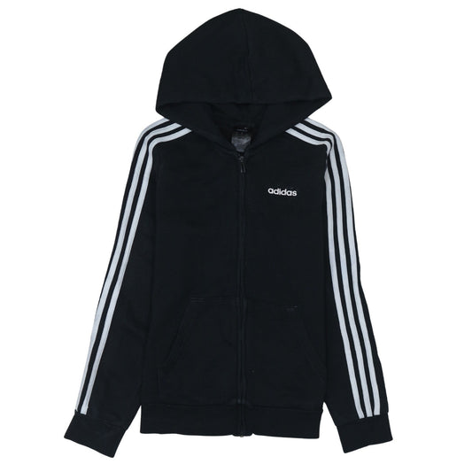 Adidas Women Black Full Zip Hoodie Size S 8-10 Hooded Sweatshirt
