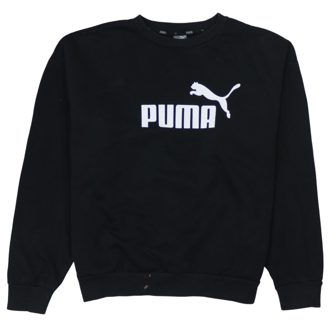 Puma Mens Black Logo Pullover Sweatshirt L Regular Fit Crew Neck