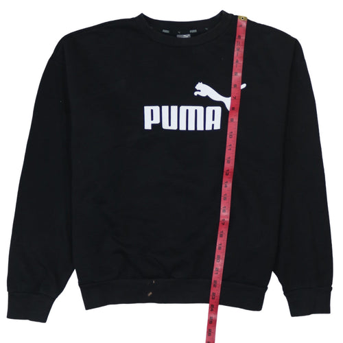 Puma Mens Black Logo Pullover Sweatshirt L Regular Fit Crew Neck
