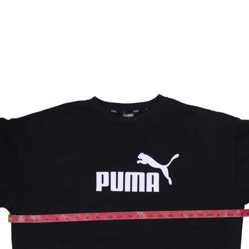 Puma Mens Black Logo Pullover Sweatshirt L Regular Fit Crew Neck