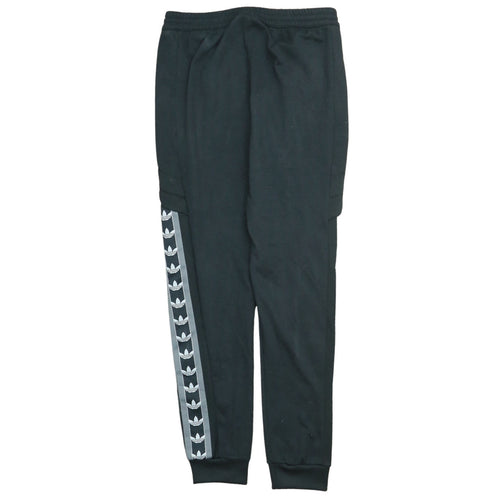 adidas Men Black Jogger Trousers M Logo Tapered Fleece Activewear