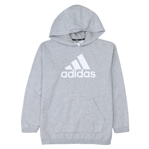 Adidas Women's Grey Pullover Hoodie Size UK 12-14 Casual Logo Sweatshirt