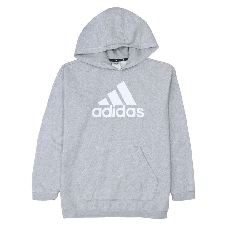 Adidas Women's Grey Pullover Hoodie Size UK 12-14 Casual Logo Sweatshirt