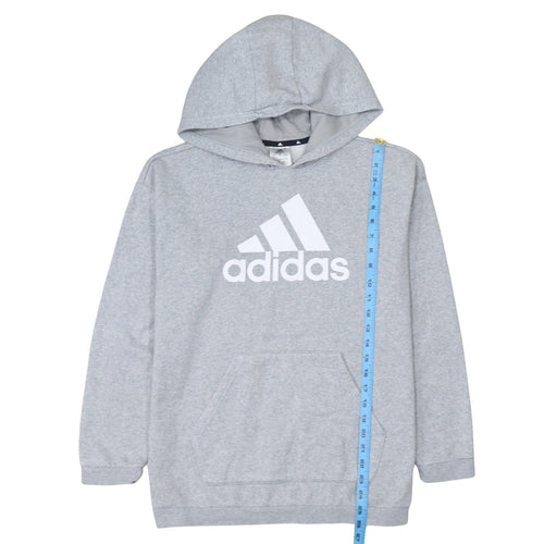 Adidas Women's Grey Pullover Hoodie Size UK 12-14 Casual Logo Sweatshirt