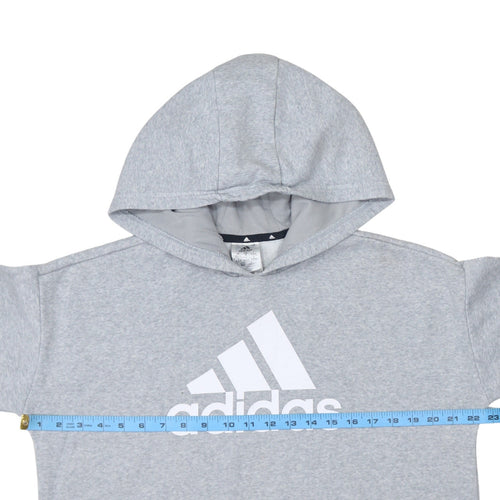 Adidas Women's Grey Pullover Hoodie Size UK 12-14 Casual Logo Sweatshirt