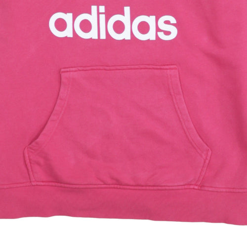 Adidas Womens Pink Hooded Pullover Sweatshirt Size 12 with Logo